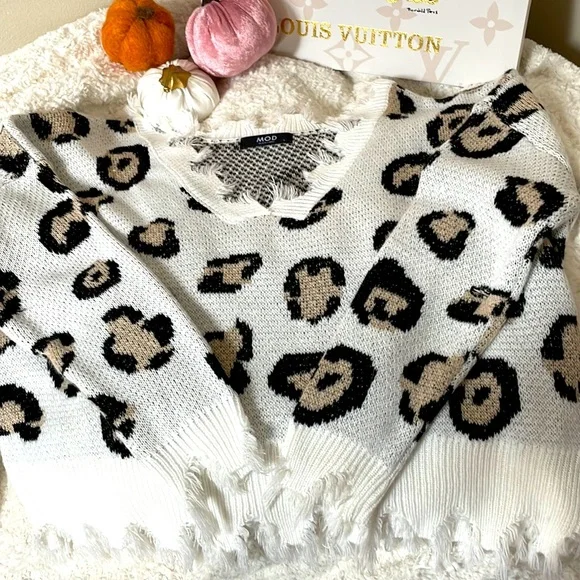 Mod Cheetah Print Sweater - Picture 1 of 5